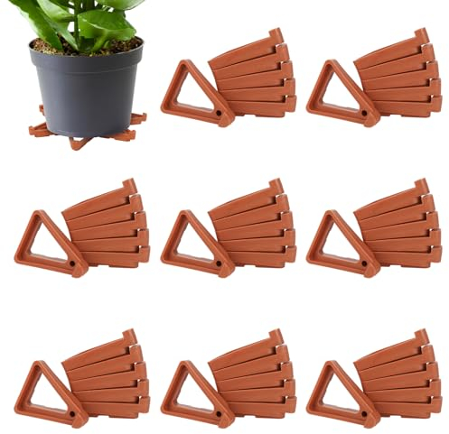 48 Pcs Flower Plant Pot Feet, Triangle Pot Feet Invisible Garden Pot Risers Plastic Breathable Potted Plant Stands Prevent Rot Pots Toes for Outdoor Indoor Plant