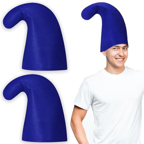SATINIOR 2 Stück Karneval Zwergenmützen Lustige Filz Zwergenhüte für Fantastischer Karneval Weihnachtskleid Kostüm Cosplay Party,Einheitsgröße für Erwachsene