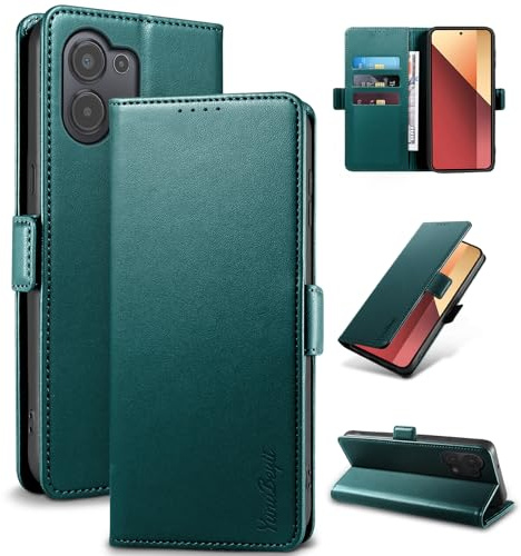 Yunubeyii Cover Libro per Redmi Note 13 Pro 4G/Poco M6 Pro,Verde | Blocco RFID,Luxury PU Pelle,Portafoglio,Card Holder,Magnetic Phone Custodia,Kickstand,Protettiva,Antiurto