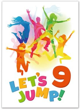 12 Einladungskarten zum 9. Kindergeburtstag Jump Trampolin Jungen Mädchen Einladungen neunte Geburtstag Kinder