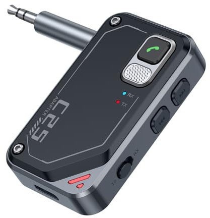 ORIA Bluetooth Adapter Auto, 2 in 1 Bluetooth 5.3 Empfänger mit Freisprechen, Lange Ausdauer, Drahtloser Bluetooth Audio Adapter für Fernseher, Computer, Autoradio