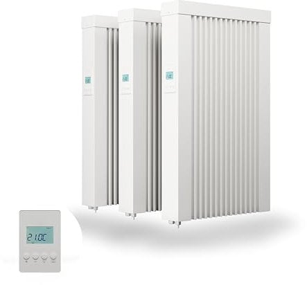 eVARMO 3x Areo Smart 650 Watt elektrische Heizung mit Schamottekern zur Wandmontage/Elektroheizkörper (Elektroofen)