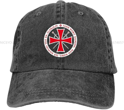 DTDSWNCD Classic Washed Herren Baseballmütze Templar Cross Non Nobis Trucker Snapback Caps Papa Hut Ritter Templar Golf Hüte cool