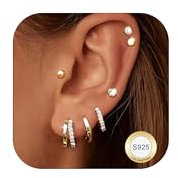 YADOCA 7 Paar Ohrringe Silber 925, Ohrstecker Silber 925 für Damen Hypoallergen 14K Vergoldet Kleine Ohrstecker Set für Damen Zirkonia Piercing Ohr Gold