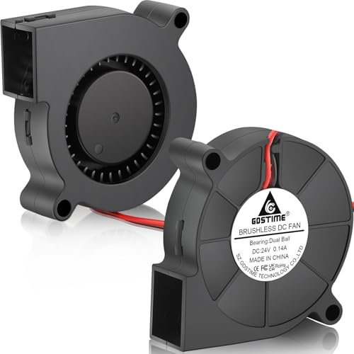 GDSTIME 5015 Blower Fan 24V High Speed, 50mm x 15mm DC Brushless Turbo Cooling Fan 2-Pin Dual Ball Bearing for 3D Printer Part 2-Pack