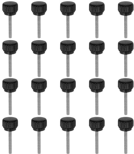 QUARKZMAN 20pz Vite a Testa Zigrinata Pomelli a Mano M3 x 20mm Filettatura Maschio Metrica Testa in Plastica Opaca da 13mm in Acciaio Inossidabile 304 Manopola Serraggio Bloccaggio, Nero