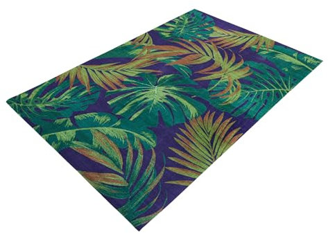 Riess Ambiente In- und Outdoor Teppich Leaf - 240x160cm - grün blau - Blatt-Design wetterfest