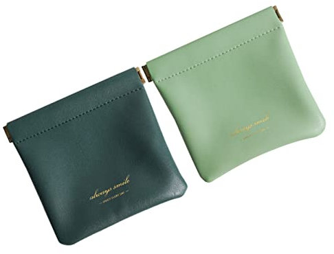 Gadpiparty 2 Stück Aufbewahrungstasche für Kopfhörer schminkbeutel Make up Bag marmor Handyhalter Auto magnetisch klares Federmäppchen Dashcam kleines Münztäschchen Tasche für Münze Pu Green