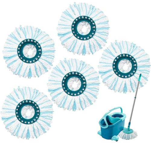 Pack of 5 Replacement Mop Covers for Leifheit Clean Twist Disc Mop Ergo/Clean Twist Disc Mop - 2 Fibre System for All Floor Types