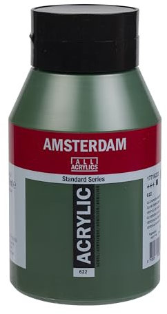 Amsterdam Standard Series Acrylic Paint - Vert olive foncé 622 - Pot de 1000 ml - Résistant à la lumière et durable - Finition satinée