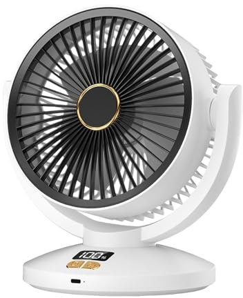 Air Circulator Fan - Digital Display Personal Desk Fan Rechargeable | Intelligent USB Cooling Gadget With Air Ventilator Function For Bedroom, Hiking, Workplace, Outdoor Camping, Dormitory, Car, Class