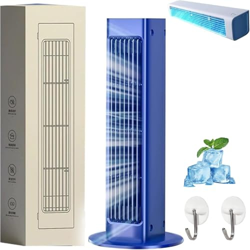 breezamax - Qinux Breeza Max Fan Air Cooler Original – Mini Klimagerät mit Kühlventilator, 3 Geschwindigkeitsstufen, ideal für Büro und Küche, keine Bohrung erforderlich, kompakt und leise