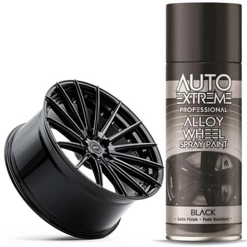 caprican AX Alloy Wheel Spray Paint 400ml – Professional Satin Finish Paint for Car Wheels – Durable, Chip & Fade Resistant – Quick-Drying Spray for Alloy Wheel Refurbishment (Black - 3173)