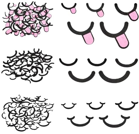 FINGERINSPIRE 360 Stück Filzmund Für Puppen 3 Ausführungen Schwarz Und Rosa Flache Rückseite 24~49mm Länge Bastelzubehör Material Für DIY Bastelarbeiten Und Handgefertigte Projekte