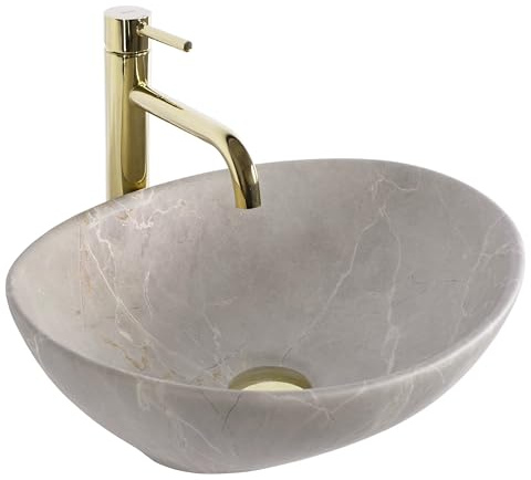 Rea Aufsatzwaschbecken Sofia Beige Matt Beige, Modernes Design + 41X34,5X15Cm