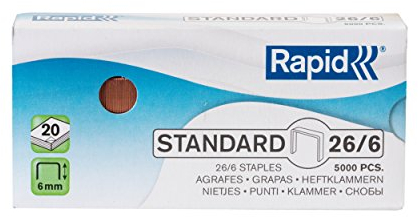 Rapid Heftklammern (26/6 mm, Standard, verkupfert) 5000 Stück