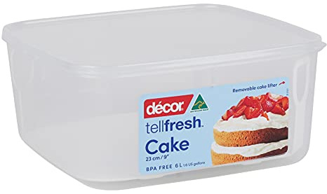 Décor Tellfresh 9 Cake Storage Box | With Cake Lifter for Easy Removal | Airtight Lid | Dishwasher Safe | 6L Capacity