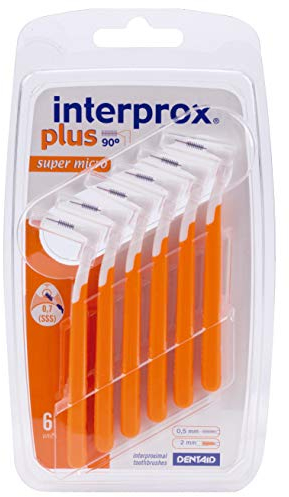 Interprox Super micro 6 Scovolini Conici Arancione, Anti-Placca e Anti-Carie, adatti alla zona molare e premolare per spazi interdentali di almeno 0,7 mm