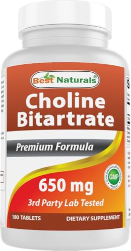 Best Naturals Choline 650 mg 180 Tablets (180 Count (Pack of 1))