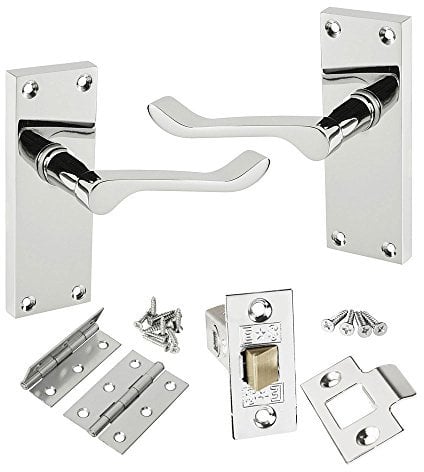 5 Sets of Victorian Scroll Latch Door Handles Polished Chrome Hinges & Latches Pack Sets - Handlestore®