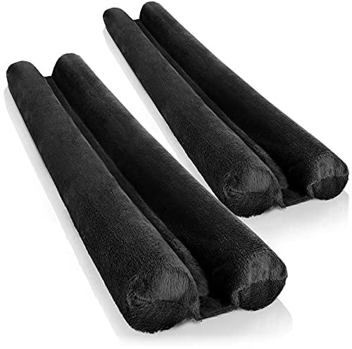 COM-FOUR® 2X Cortavientos para la Puerta - Junta Inferior de Puerta de Microfibra - Cortavientos con Doble Junta - protección contra Corrientes de Aire y Ruido (02 Piezas - Negro)