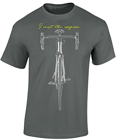 Baddery Fahrrad T-Shirt Herren : I am The Engine - Rennrad Zubehör (Zink XXL)