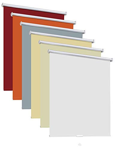 Thermorollo Hitzeschutzrollo Verdunkelungsrollo Schlafzimmerrollo Springrollo Rollo 6 Farben Breite 60-240 cm Länge 175 cm Fenster Vorhang lichtundurchlässig verdunkelnd (60 x 175 cm / Weiß)