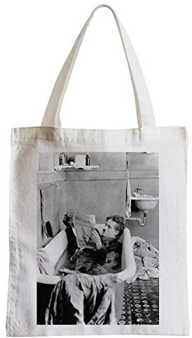 Fabulous Große Einkaufstasche Tragetasche Foto von Star Berühmten Schauspieler Charlie Chaplin Altes Kino Original 2 Bath