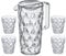 Koziol Superglas Crystal KANNE, Set de Jarra de 1,6 L y 4 Vasos de 200 ml, Plástico Transparente Irrompible con Efecto Diamante, Apilable y Apto para Lavavajillas, Ideal para Fiestas y Camping