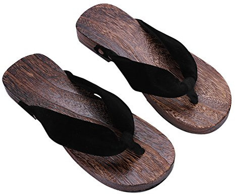 IBLUELOVER Men Flip-Flop Clogs Wooden Sandals Summer Beach Slippers Japanese Floral Thong Sandals Wedge Sandals Bottom Eva Anti-Slip Platform Shoes Footwear with Free Drawstring Bag