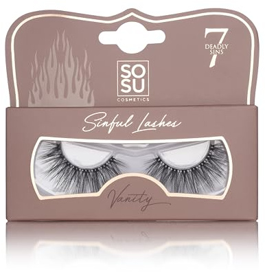 SOSU Cosmetics 7 Deadly Sins Vanity - Wispy & Fluffy False Eyelashes for Stunning Eye Enhancement - Reusable & Lightweight Design