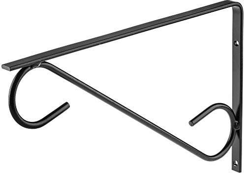 KADAX Blumenhaken, Wandhaken für Blumenampel, Hängekörbe, Garten, Balkon, Laterne, Wandhalter aus Stahl, Blumenampelhaken, Blumenampelhalter, Wandhalterung, schwarz (abgerundet)