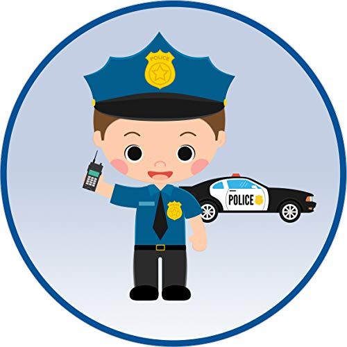 Essbarer Tortenaufleger Polizist mit Auto // Polizei Tortendekoration