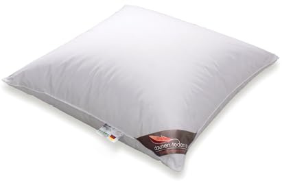 daunen-federn.de 100% Daunenkissen 80x80 - PREMIUM Gänsedaunen LUXUS Kopfkissen für Anspruchsvolle! 100% Daunen & 100% feine Baumwolle - atmungsaktiv - Made in Germany (80 x 80 cm / 600g Füllung)