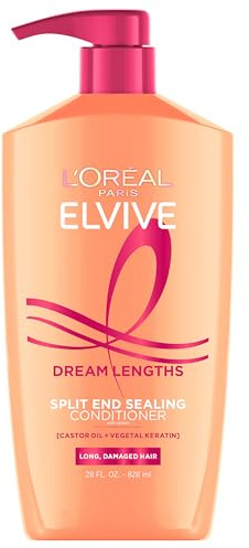 L'Oreal Paris Elvive Dream Lengths Super Detangling Conditioner With Fine Castor Oil and Vitamins B3 and B5 for Long, Damaged Hair, Instantly Detangles To Reduce Breakage With System, 28 Fl Ounce