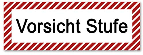 5 Stück vorsicht Stufe Aufkleber 21x7,2cm Sticker Warnzeichen mit UV Schutz für Außen-und Innenbereich