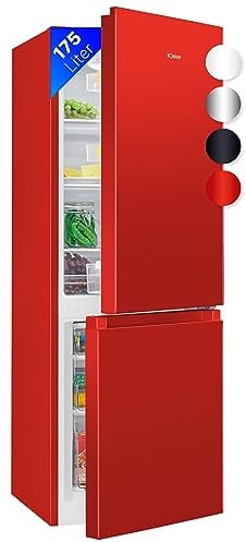 Bomann® Kühlschrank mit Gefrierfach 143cm hoch | Kühl Gefrierkombination 175L mit 3 Ablagen & 3 Schubladen | Türanschlag wechselbar | leise Kühlgefrierkombi 39db | Kühlschrank KG 320.2 rot