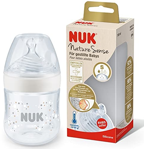 NUK Nature Sense Babyflasche | Silikon-Trinksauger | Temperature Control Anzeige | BPA-frei | Größe S | 150ml | weiß | 1 Stück
