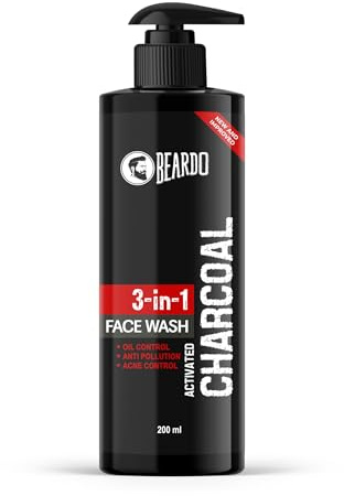 Beardo 3-in-1-Aktivkohle-Gesichtsreinigung, Tiefenreinigung, Peeling und Entgiftung, All-in-One-Gesichtswäsche zur Entfernung von fettiger Haut, Schmutz und Verschmutzung, Ölkontrolle, Gesichtswäsche