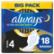 Always Ultra Binden Damen Gr. 4, Secure Night (18 Damenbinden mit Flügeln) Big Pack, dünn und super saugfähig, geruchsneutralisierend und Auslaufschutz