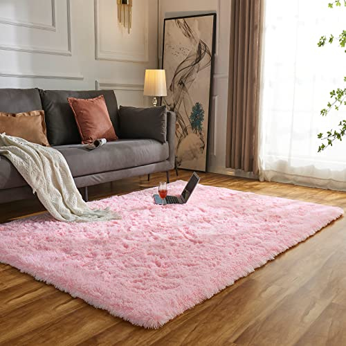 Evitany Morbida Soffici Tappeti Tappeto a pelo lungo, Tappeto durevole antiscivolo aggiornato, Moderni Tappeto a Pelo Soggiorno per Bambini Camera da Letto Home Decor Nursery Tappeti(rosa,140x200cm)