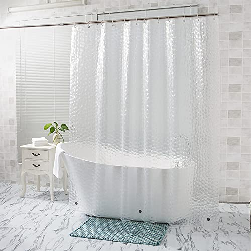 Cicilin Rideau de Douche 100% EVA Semi Transparent 3D Rideau Salle de Bain Anti-moisissure Antibactérien Imperméable (Largeur 150cm, Hauteur 200cm)