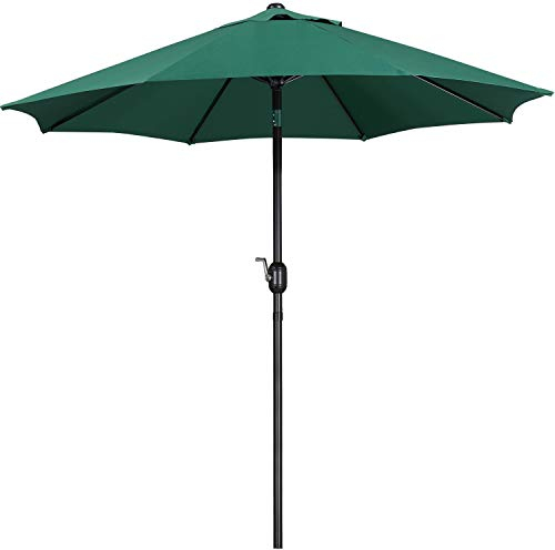 Yaheetech Sonnenschirm Balkon Rund Terrassenschirm 270 cm Gartenschirm Knickbar Kurbelschirm mit Kurbelrichtung UV Schutz UPF 50+, Dunkelgrün