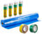 Dampfbremsfolien-Set blau 4x25m - 100m² + 4x Folienkleber + 1x Klebeband grün + 1x Klebeband gelb