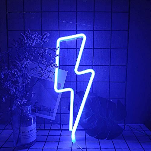 ENUOLI Blue Lightning Neon Light Neon Signs Neon Night Light Batterie/USB betrieben Neon Lights Neon Wall Decor Neon Light Signs for Home Kinderzimmer Club Bar Weihnachten Hochzeit (Blau)