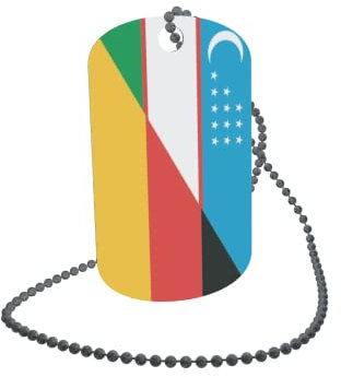 U24 Dog Tag Erkennungsmarke ID Tag an Kette Flagge Usbekistan-Deutschland Alu 30 x 50 mm