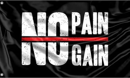 Flagge No Pain No Gain, einzigartiger Designdruck, hergestellt in der EU, 90 x 150 cm