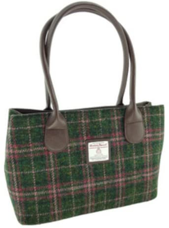 Glen Appin Harris Tweed Classic Handtasche - LB1003 - Cassley, Col 107 Green Plum Check