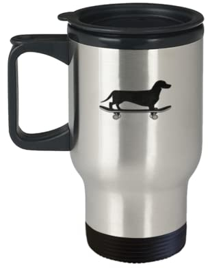 Taza de viaje para café, diseño de perro salchicha