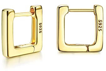 KRFY Kleine Creolen Damen aus 925 Silber, 18 Karat Vergoldet - Geometrische Huggie Ohrringe Sechseck Dreieck Oval für Frauen